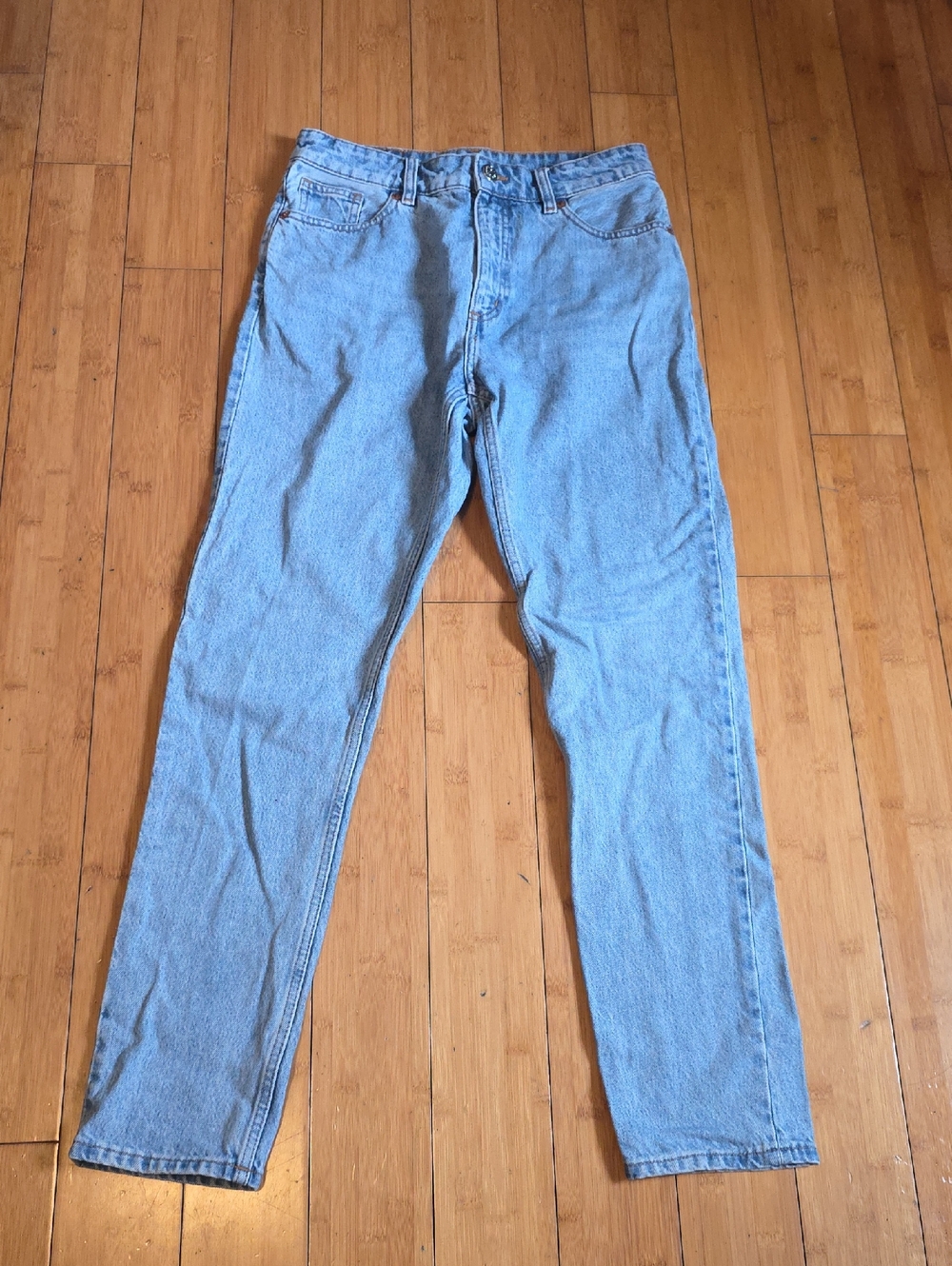 Monki Light Blue High-Rise Straight Jeans